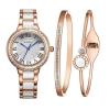 MAMONA Women's Watch Bracelet Gift Set Crystal Accented Ceramic/Stainless Steel Rose Gold L68008RGGT