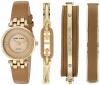 Anne Klein Women's Diamond-Accented and Leather Strap Watch and Bangle Set