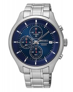 New Seiko SKS549 Chronograph Stainless Steel Blue Dial 100M Men's Watch