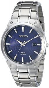 Seiko Men's Silvertone Blue Dial Solar Dress Watch