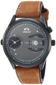 Orient Men's 'Dual II' Japanese Automatic Stainless Steel and Leather Casual Watch, Color:Brown (Model: FXC00001B0)