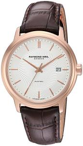 Raymond Weil Men's 'Maestro' Swiss Stainless Steel and Leather Automatic Watch, Color:Brown (Model: 2237-PC5-65001)