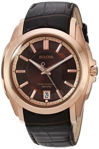 Bulova Men's 97B110 Precisionist Rose-Tone Brown Leather Watch