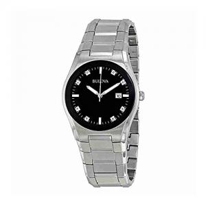 Bulova Men's Stainless Steel Round Black Dial Watch