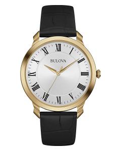 Bulova Men's 97A123 Stainless Steel Dress Watch With Black Leather Band