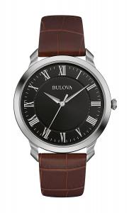Bulova Men's Quartz Stainless Steel and Brown Leather Dress Watch (Model: 96A184)