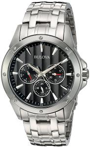 Bulova Men's 96C107 Black Dial Stainless Steel Watch