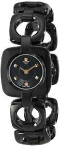 Tissot Women's T020.109.11.051.00 Odaci-T Black Dial PVD Square Watch
