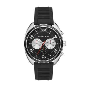 Michael Kors Watches Mens Dane Stainless-Steel and Black Silicone Watch
