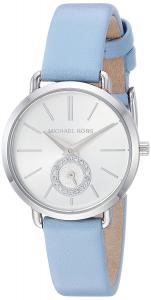 Michael Kors Watches Womens Stainless-Steel and Pale Blue Leather Portia Watch
