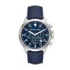 Michael Kors Watches Mens Gage Stainless-Steel and Navy Leather Watch