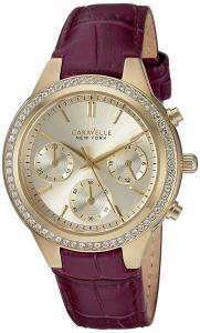 Đồng hồ Caravelle New York Women's Quartz Stainless Steel and Leather Casual Watch, Color:Purple (Model: 44L182)
