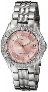 Đồng hồ GUESS Women's Stainless Steel Crystal Accented Pink Dial Watch, Color: Silver-Tone (Model: G75791M)