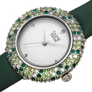 Burgi Women's BUR227 Swarovski Colored Crystal & Diamond Accented Leather Strap Watch Packed in a Beautiful Gift Box