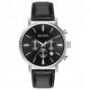 Đồng hồ Bulova Men's Quartz Stainless Steel and Leather Casual Watch, Color:Black (Model: 96B262)