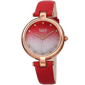 Đồng hồ Burgi BUR225 Genuine Leather Women’s Watch – Sparkling Ombre Glitter Dial with 12 Swarovski Crystal Markers, Polished Bezel, Precision Quartz
