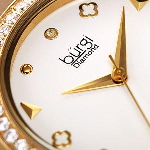 Đồng hồ Burgi Leather Women's Watch - Slim Leather Strap - Three Hand Movement with Diamond Markers - Floating Enamel Dial - Round Analog Quartz - BUR221