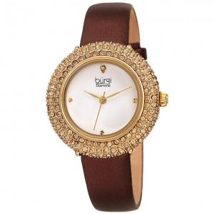 Đồng hồ Burgi Women's BUR227 Swarovski Colored Crystal & Diamond Accented Leather Strap Watch màu nâu