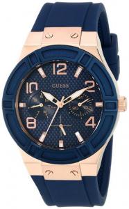 Đồng hồ GUESS Women's Stainless Steel Silicone Casual Watch, Color: Rose Gold-Tone/Rigor Blue (Model: U0571L1)