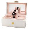 Burgi Women's Watch Gift Set BUR309 - Includes Diamond Accented Flower Dial with Leather Strap and a Mirrored Gift Box