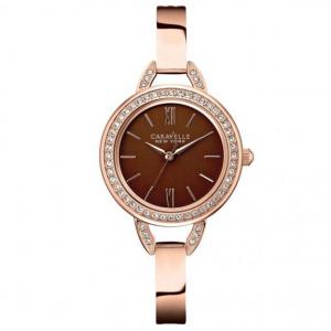 Caravelle New York 44L134 Women's Rose Gold Tone Bangle Analog Roman Watch