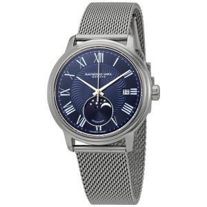 Đồng hồ Raymond Weil Maestro Moonphase Blue Dial Automatic Men's Mesh Watch 2239M-ST-00509